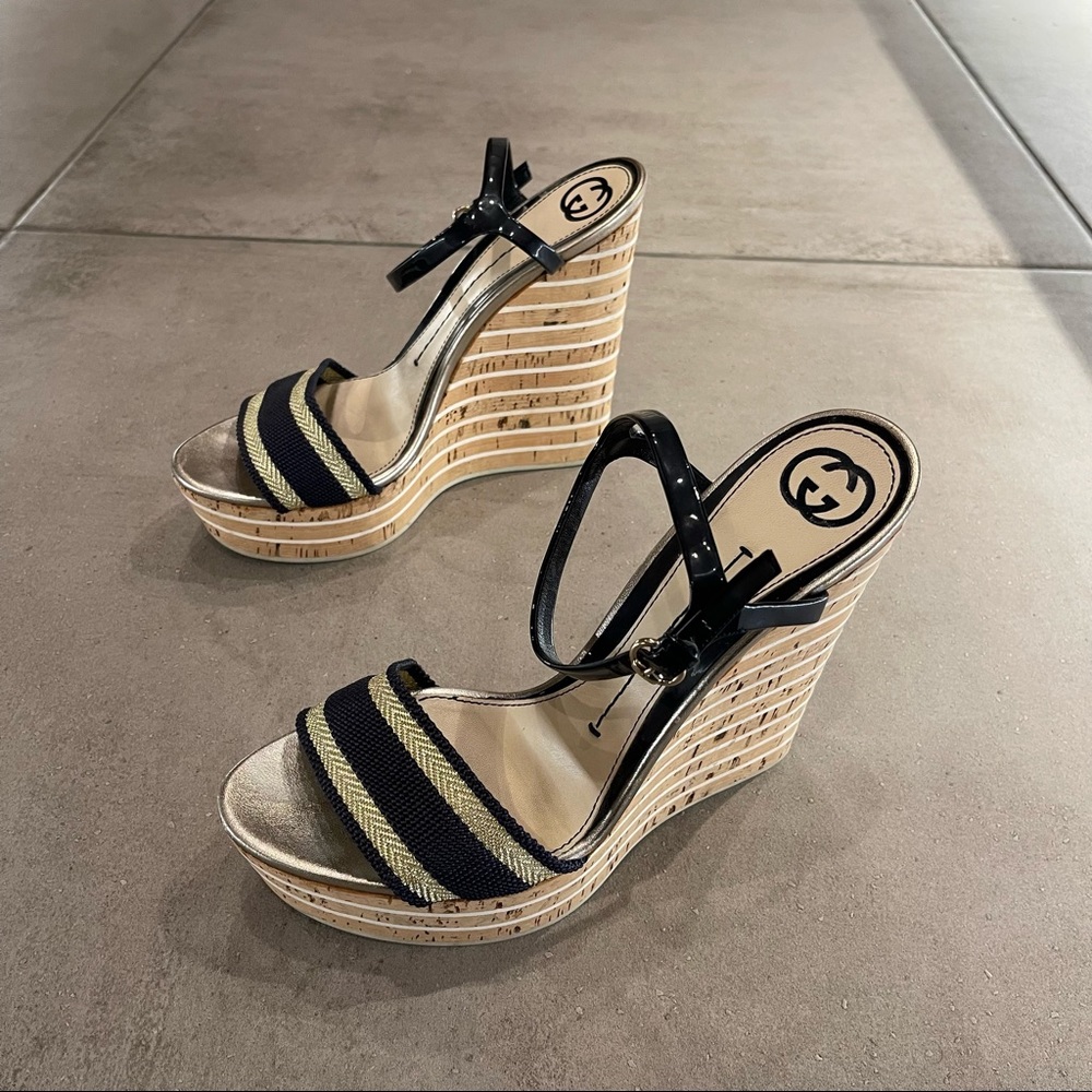 Gucci Cork Wedge Sandals
